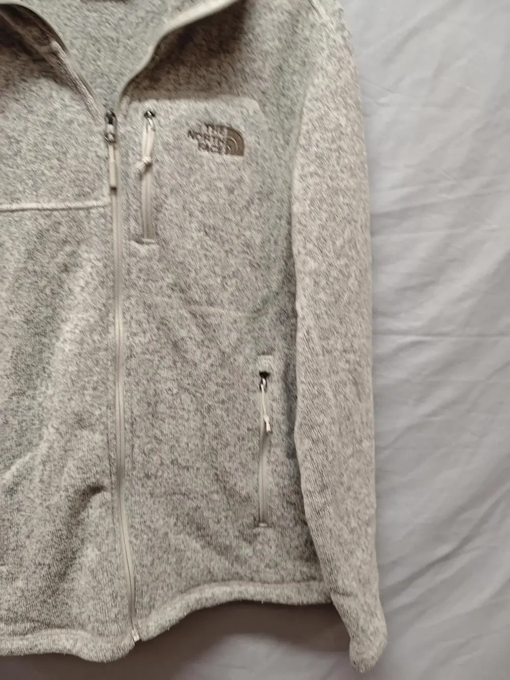 The North Face Jacket Mens Small Gray Hooded Sweater Fleece Full Zip Hiking